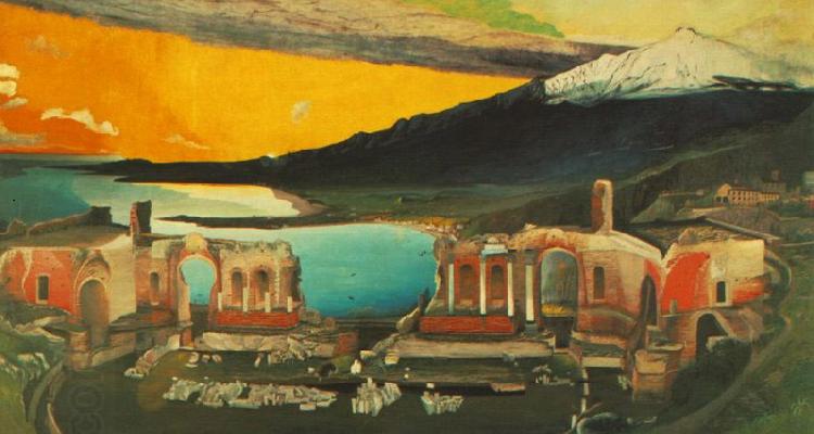 Tivadar Kosztka Csontvary Ruins of the Ancient theatre of Taormina oil painting picture